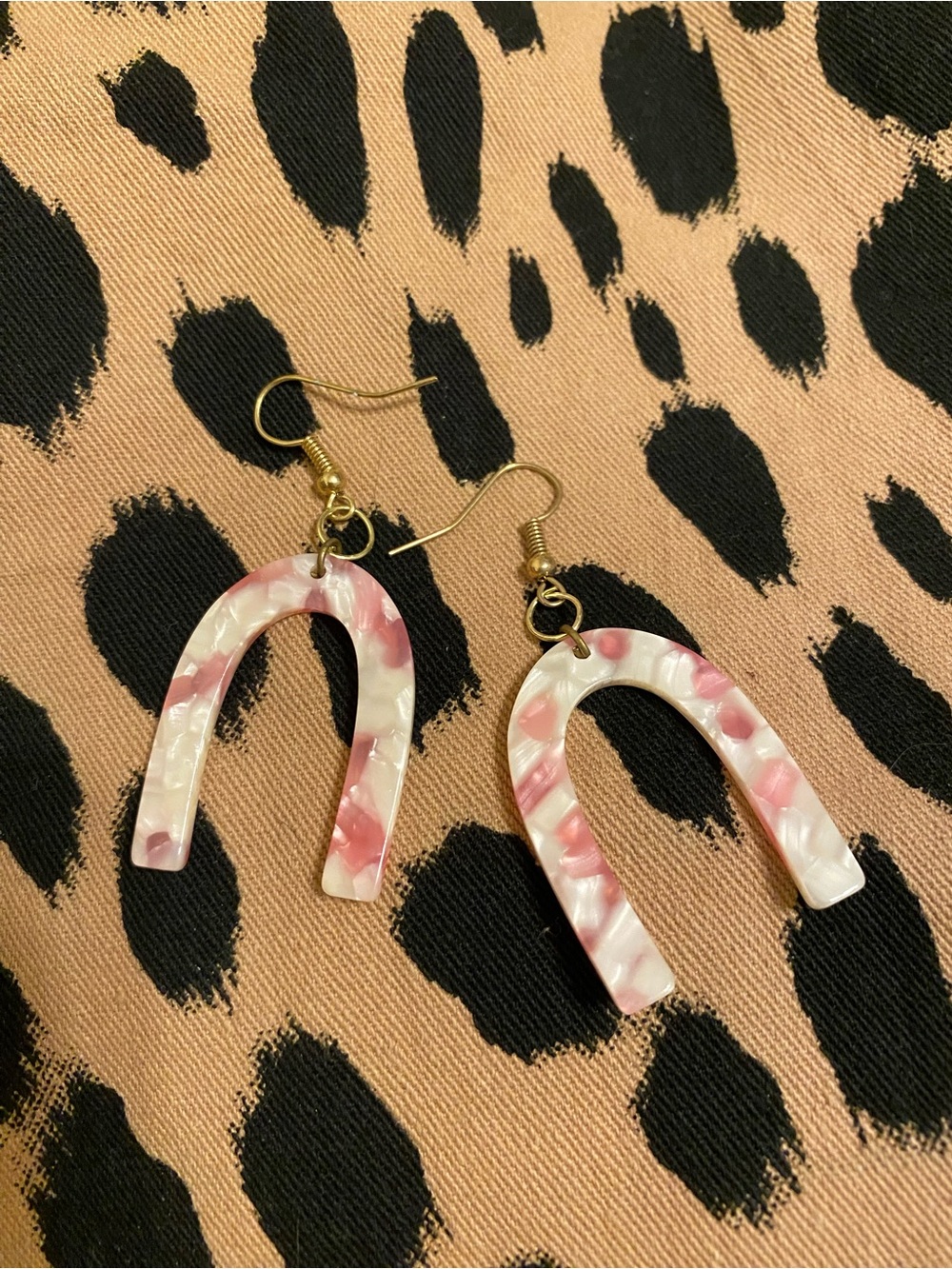 Pink Marbled Arch Drop Earrings